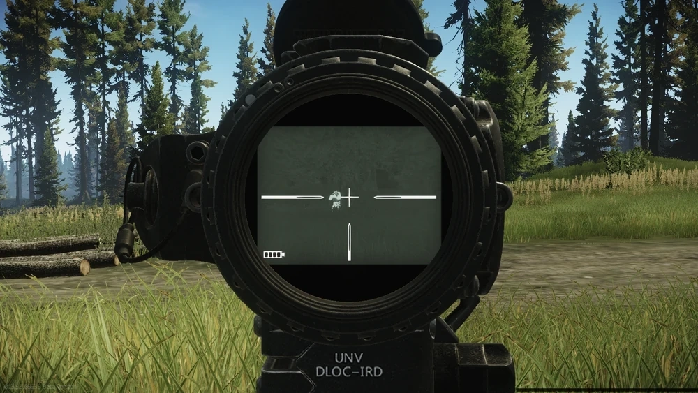 The reticle of the REAP-IR, seen in game