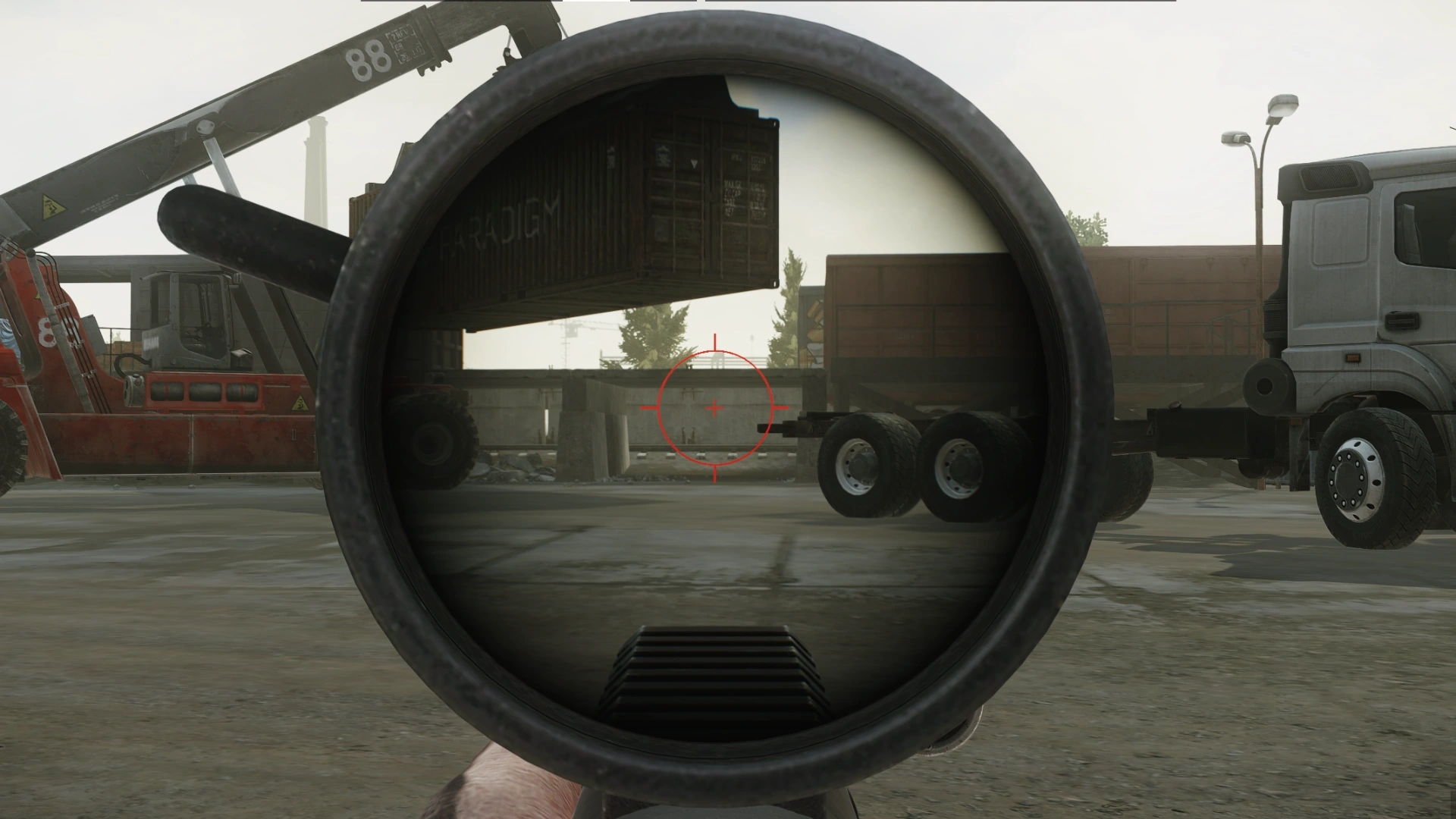 The reticle of the Vudu 1-6 at 1x, seen in game