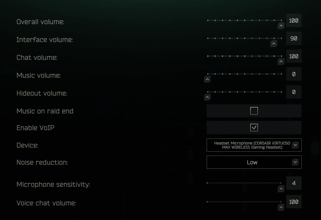Sound settings