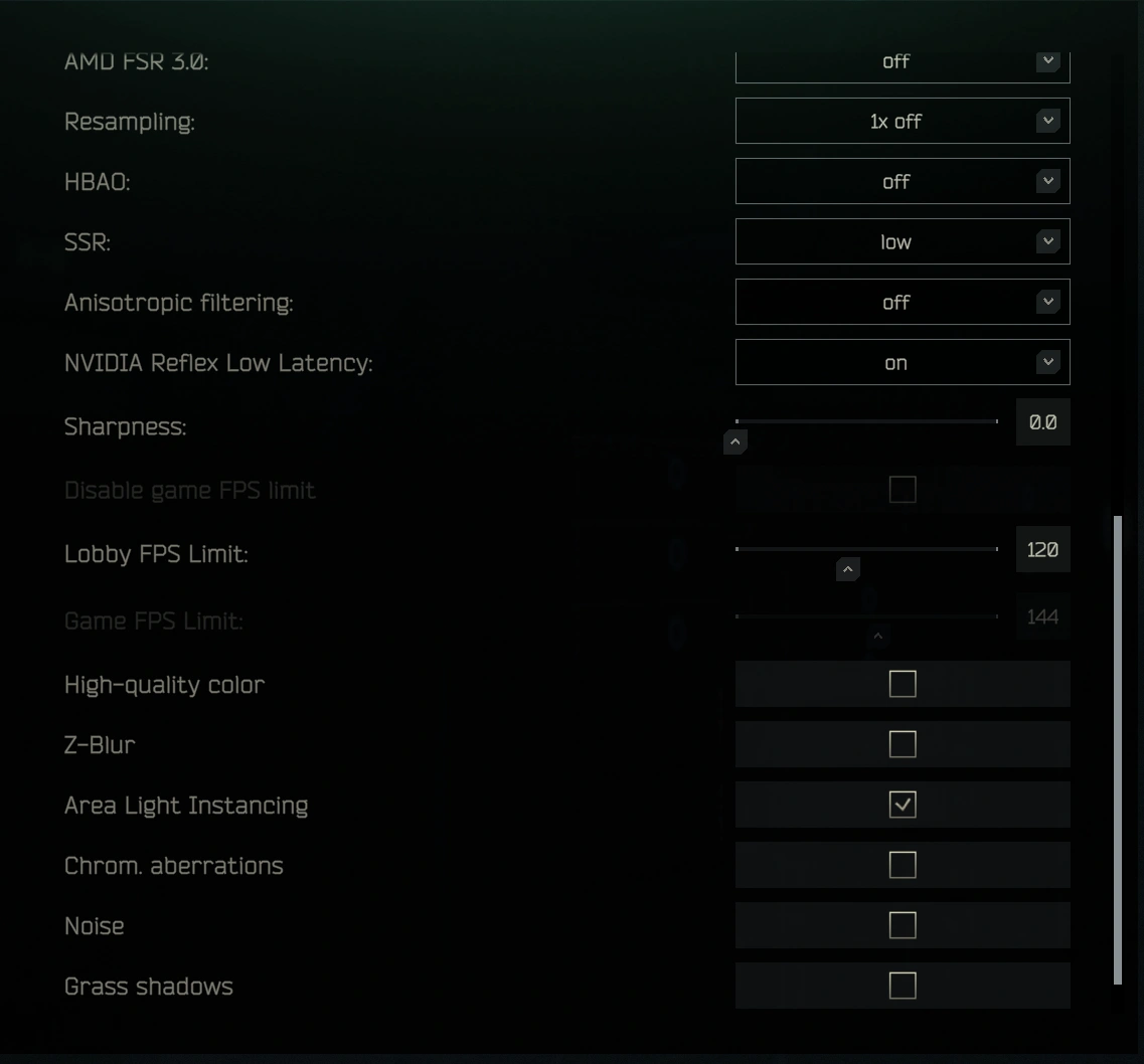 Graphics settings