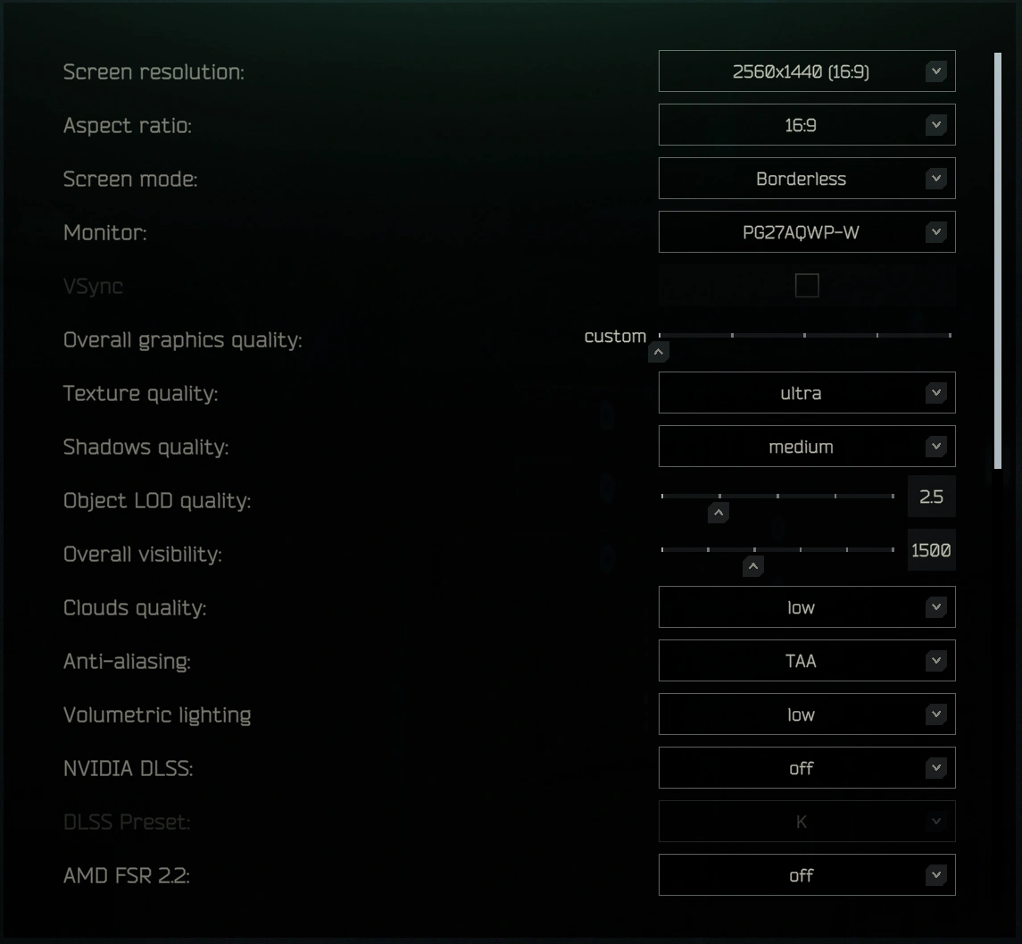 Graphics settings